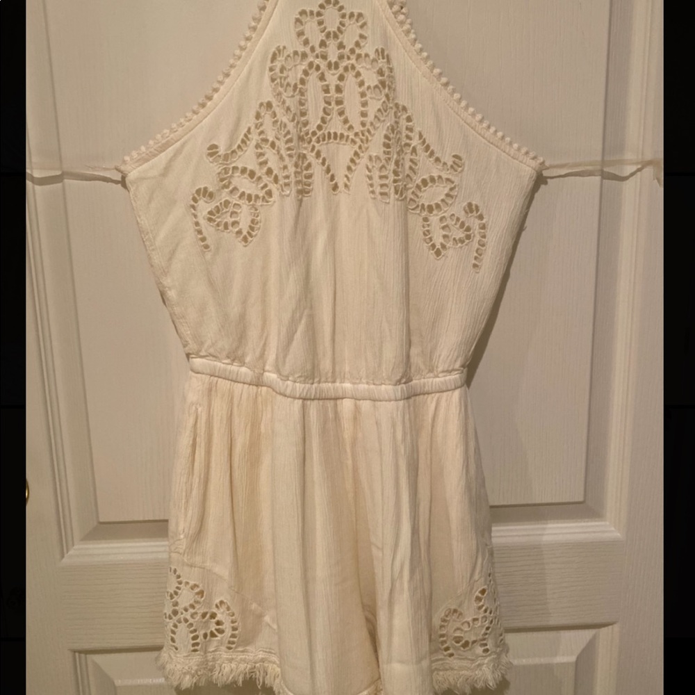 High-Neck Cream Romper